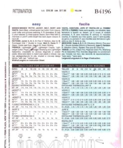 Alternative view of Butterick B4196 Jacket, Pants, Skirt Size: 12-14-16 Used Sewing Pattern