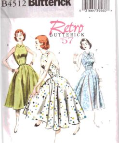 Butterick B4512 Dress, Cummerbund Retro 1957 Size: AA 6-8-10-12 Uncut Sewing Pattern
