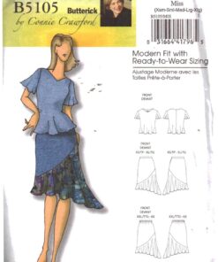 Butterick B5105 Blouse, Skirt Size: XS-S-M-L-XL Uncut Sewing Pattern