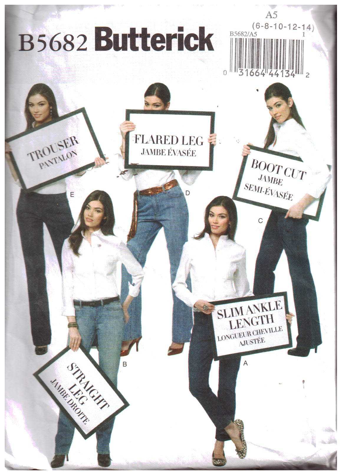 Butterick B5682 Jeans Size: A5 6-14 Uncut Sewing Pattern