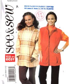Butterick B5698 Vest, Jacket Size: S-M-L Uncut Sewing Pattern