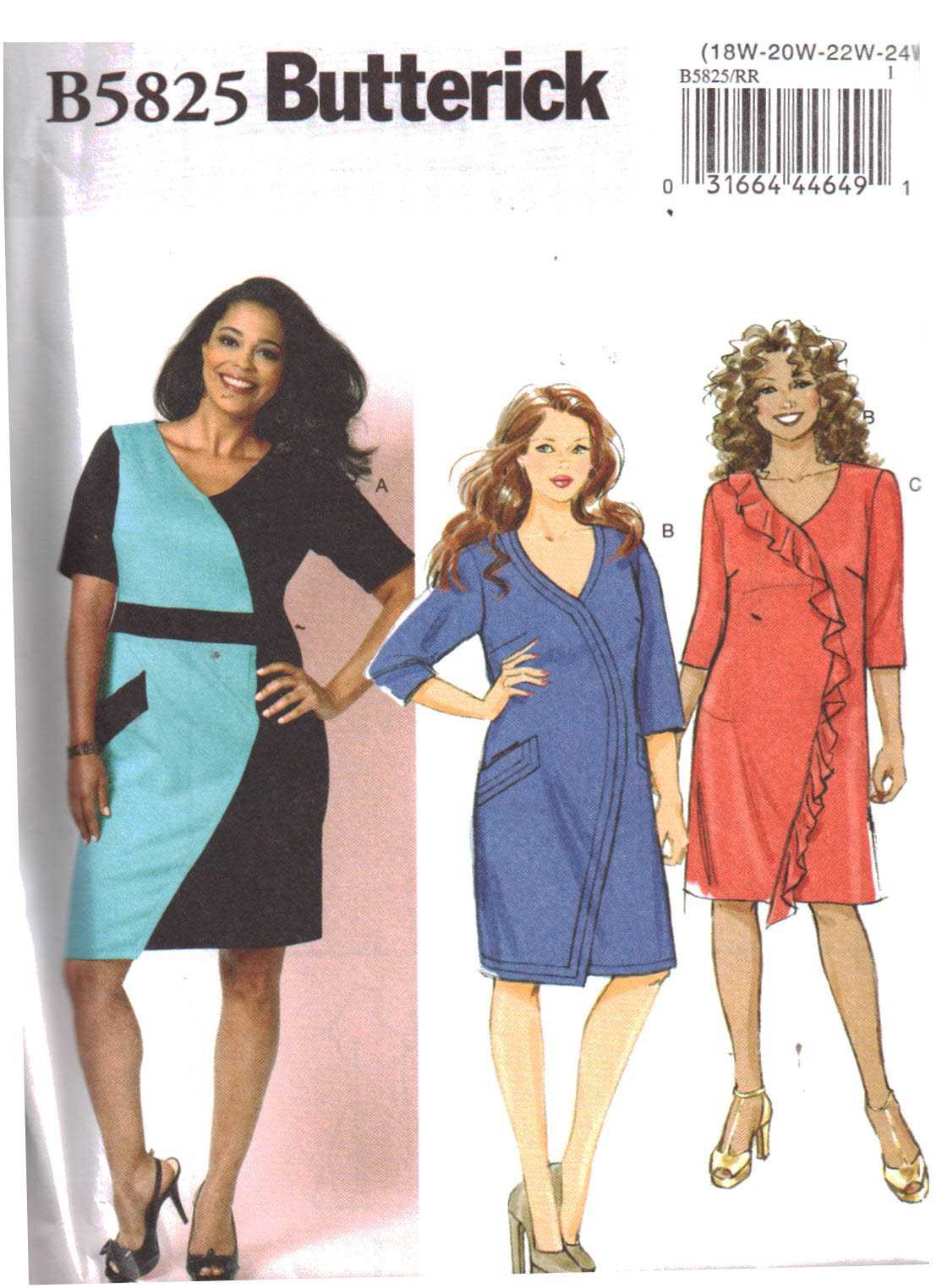 Butterick B5825 Dress Size: RR 18W-24W Uncut Sewing Pattern