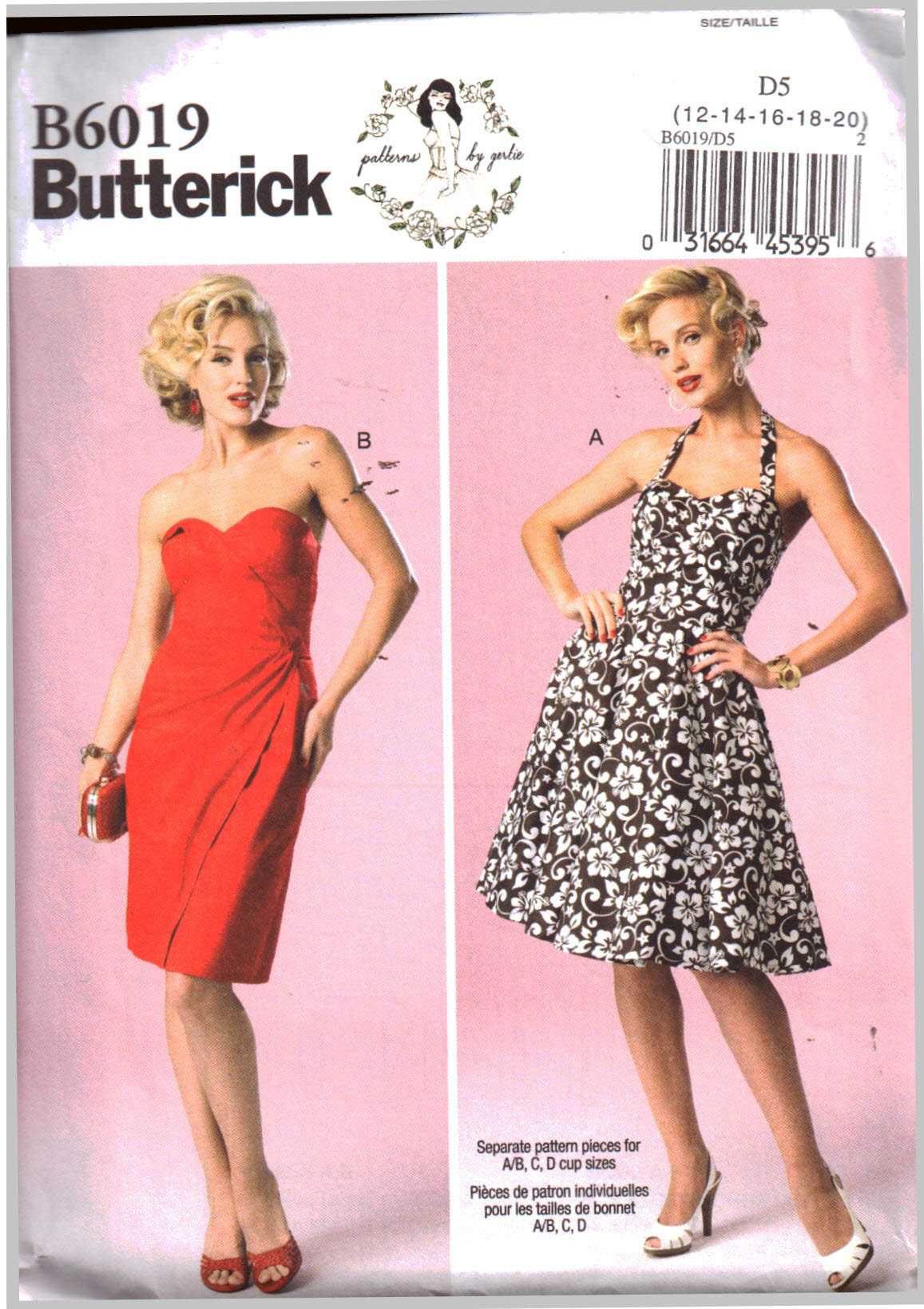 Butterick B6019 Dress Size: D5 12-20 Uncut Sewing Pattern