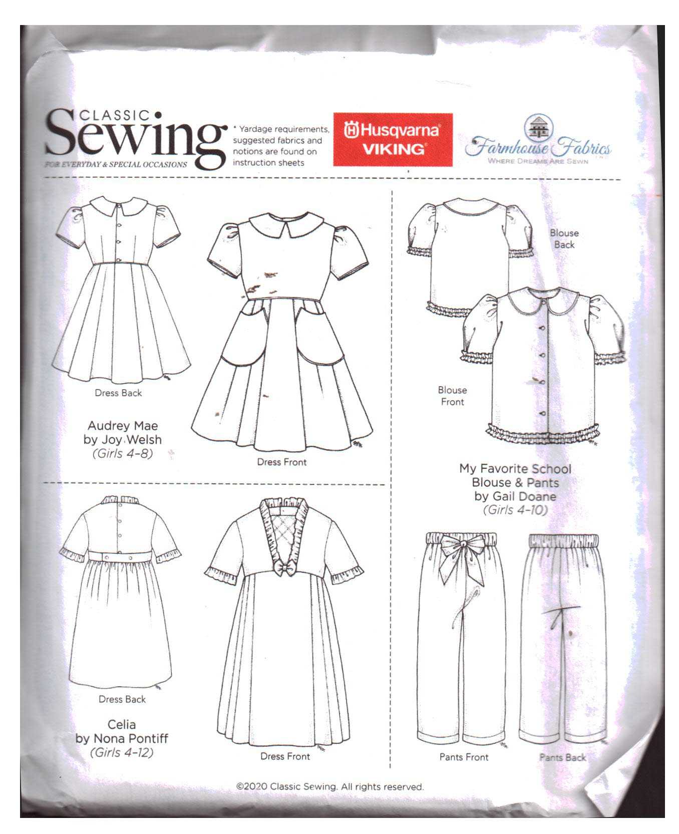 Classic Sewing Autumn 2020 Girl's Dresses, Top, Pants Size: All Uncut Sewing Pattern - Image 2