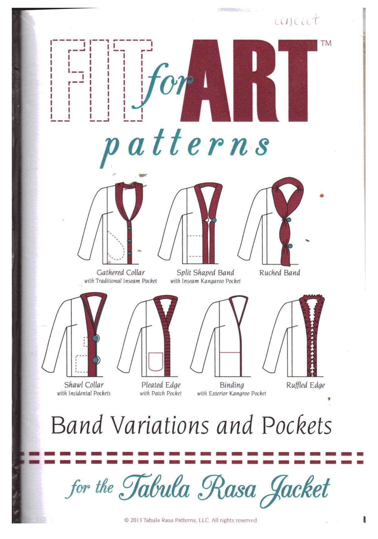 Fit for Art Patterns Band Variations and Pockets for the Tabula Rasa Jacket Size: One Uncut Sewing Pattern