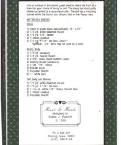 Heart & Hand Guest Hand Towel Bunny or Doll Size: 22" Uncut Sewing Pattern - Image 2