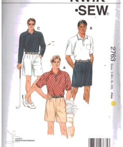 Kwik Sew 2763 Men's Shirt, Shorts Size: S-XXL Uncut Sewing Pattern