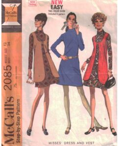 McCall's 2085 Dress, Vest Size: 12 Bust 34 Used Sewing Pattern