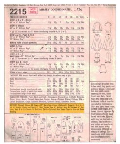 Alternative view of Simplicity 2215 Blouse, Pants, Vest, Skirt Size: 12 Bust 34 Used Sewing Pattern