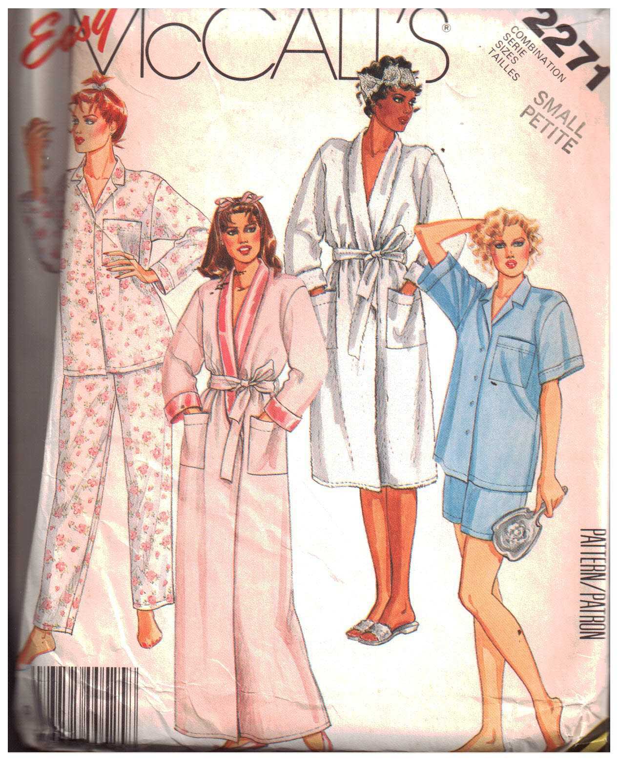 McCall's 2271 Robe, Pajamas Size: 10-12 Uncut Sewing Pattern