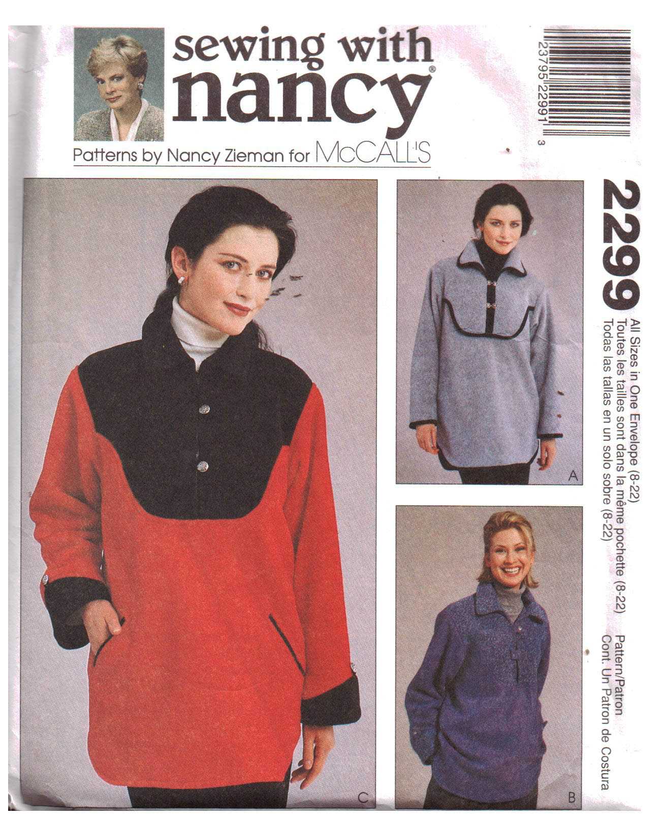 McCall's 2299 Pullover Tops Size: 8-22 Used Sewing Pattern
