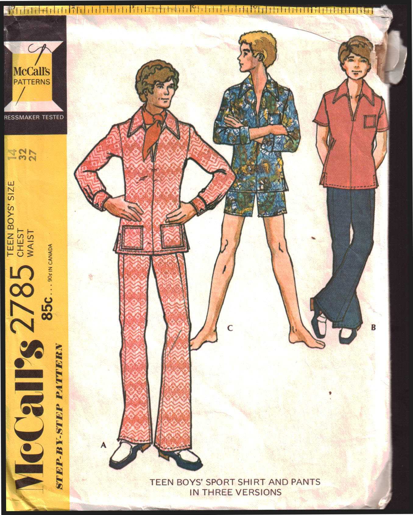 McCall's 2785 Boys' Shirt, Pants Size: 14 Chest 32 Waist 27 Used Sewing Pattern