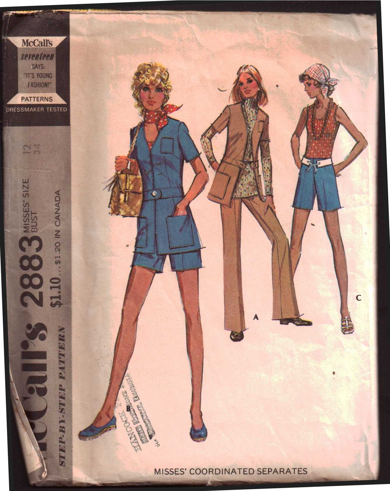 McCall's 2883 Pants, Jacket, Shorts Size: 12 Bust 34 Used Sewing Pattern