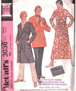 McCall's 3036 Men's Robe, Case Size: 34-36 Used Sewing Pattern