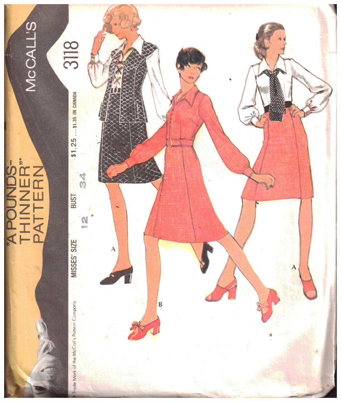 McCall's 3118 Blouse, Vest, Skirt Size: 12 Bust 34 Used Sewing Pattern