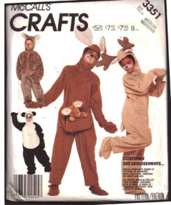 McCall's 3351 Adult Costume - Reindeer, Panda, Koala Bear, Kangaroo Size: 36-38 Used Sewing Pattern