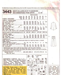 Alternative view of McCall's 3443 Men's Blazer-Suit Size: Chest 42 Waist 36 Used Sewing Pattern