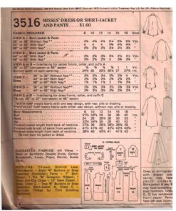 Alternative view of McCall's 3516 Dress, Shirt-Jacket, Pants Size: 10 Bust 32.5 Used Sewing Pattern