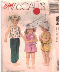 McCall's 3598 Toddlers Top, Pants, Shorts, Bloomers Size: CC 2-3-4 Used Sewing Pattern