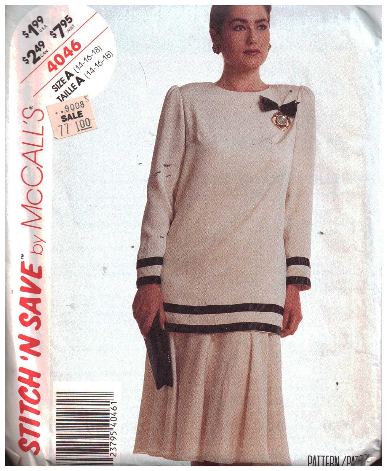 McCall's 4046 Tunic, Skirt Size: A 14-16-18 Uncut Sewing Pattern