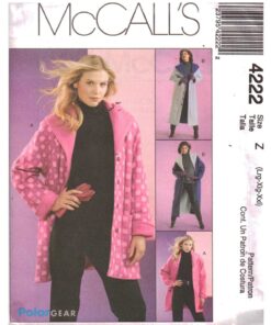 McCall's 4222 Reversible Jacket, Coat Size: Z L-XL-XXL Uncut Sewing Pattern