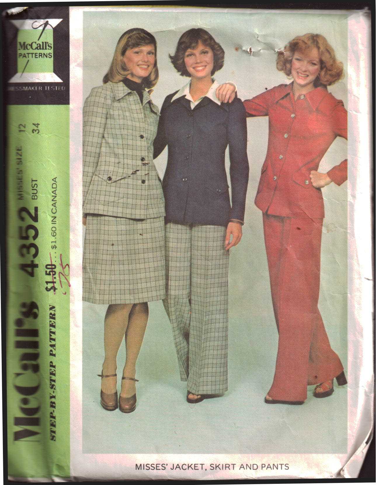McCall's 4352 Jacket, Skirt, Pants Size: 12 Bust 34 Used Sewing Pattern