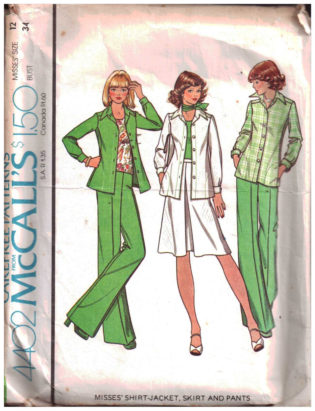 McCall's 4402 Shirt-Jacket, Skirt, Pants Size: 12 Bust 34 Used Sewing Pattern