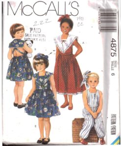 McCall's 4875 Girl's Sundress, Jumpsuit Size: 6 Uncut Sewing Pattern