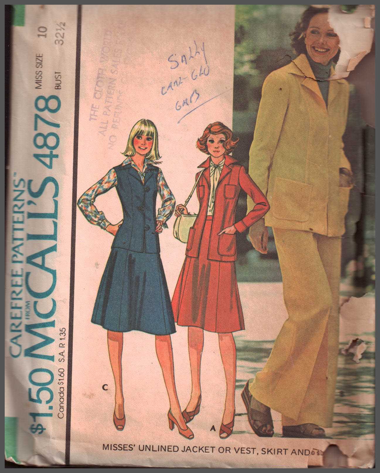 McCall's 4878 Jacket, Vest, Skirt, Pants Size: 10 Bust 32.5 Used Sewing Pattern