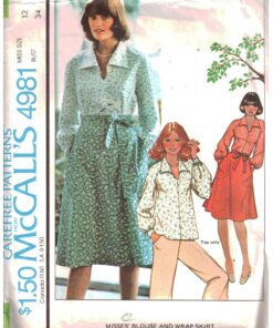 McCall's 4981 Blouse, Wrap Skirt Size: 12 Bust 34 Used Sewing Pattern