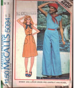 McCall's 5094 Dress, Jumpsuit, Scarf Size: 12 Bust 34 Used Sewing Pattern