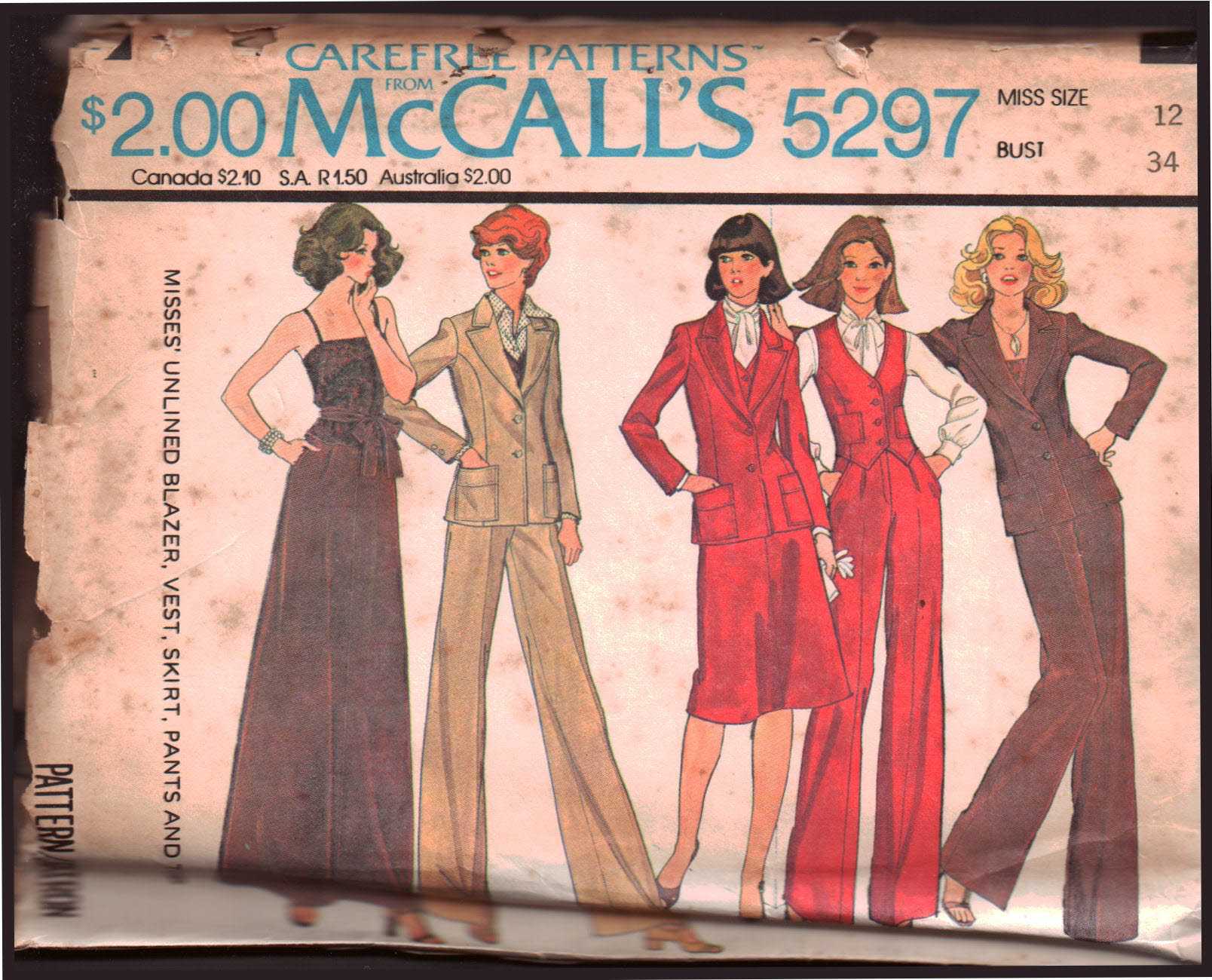 McCall's 5297 Blazer, Vest, Skirt, Pants, Top Size: 12 Bust 34 Uncut Sewing Pattern