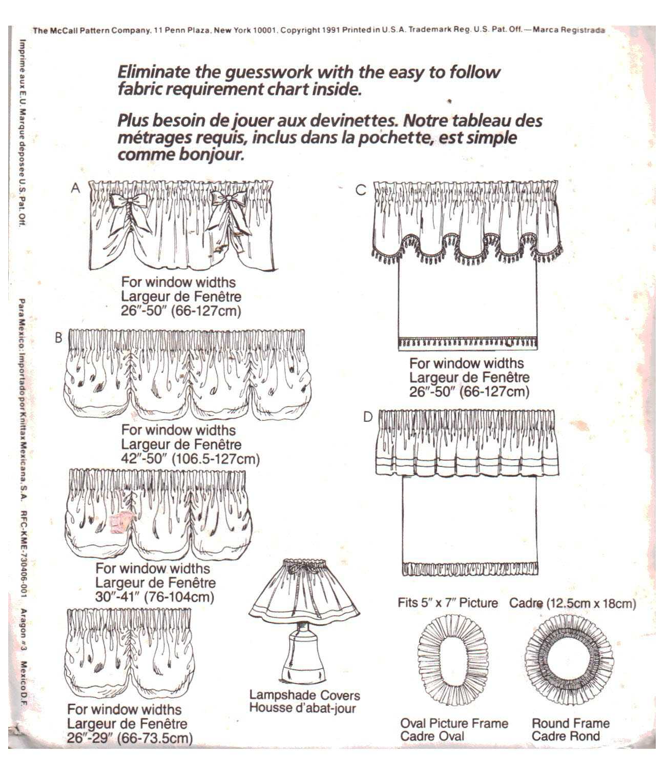 McCall's 5696 Window Treatments - Swag, Valance Size: One Uncut Sewing Pattern - Image 2