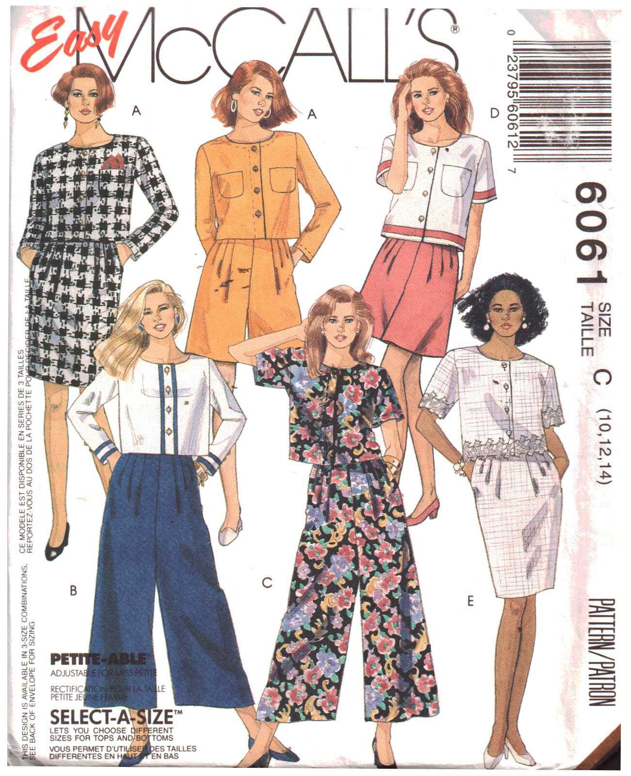 McCall's 6061 Jacket, Split-Skirt, Skirt Size: C 10-12-14 Used Sewing Pattern