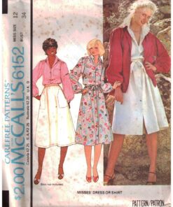 McCall's 6152 Dress, Shirt Size: 12 Bust 34 Used Sewing Pattern