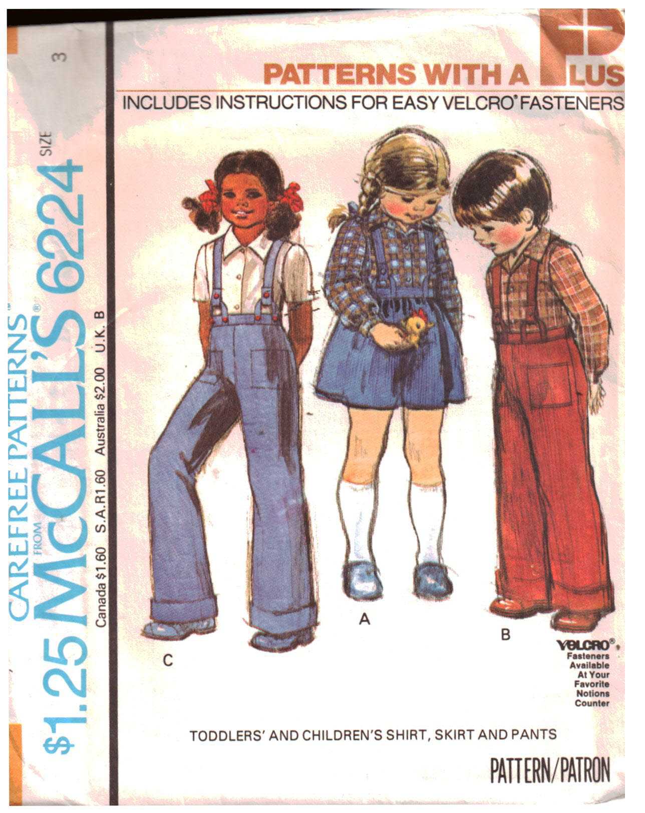 McCall's 6224 Toddlers' Shirt, Skirt, Pants Size: 3 Used Sewing Pattern