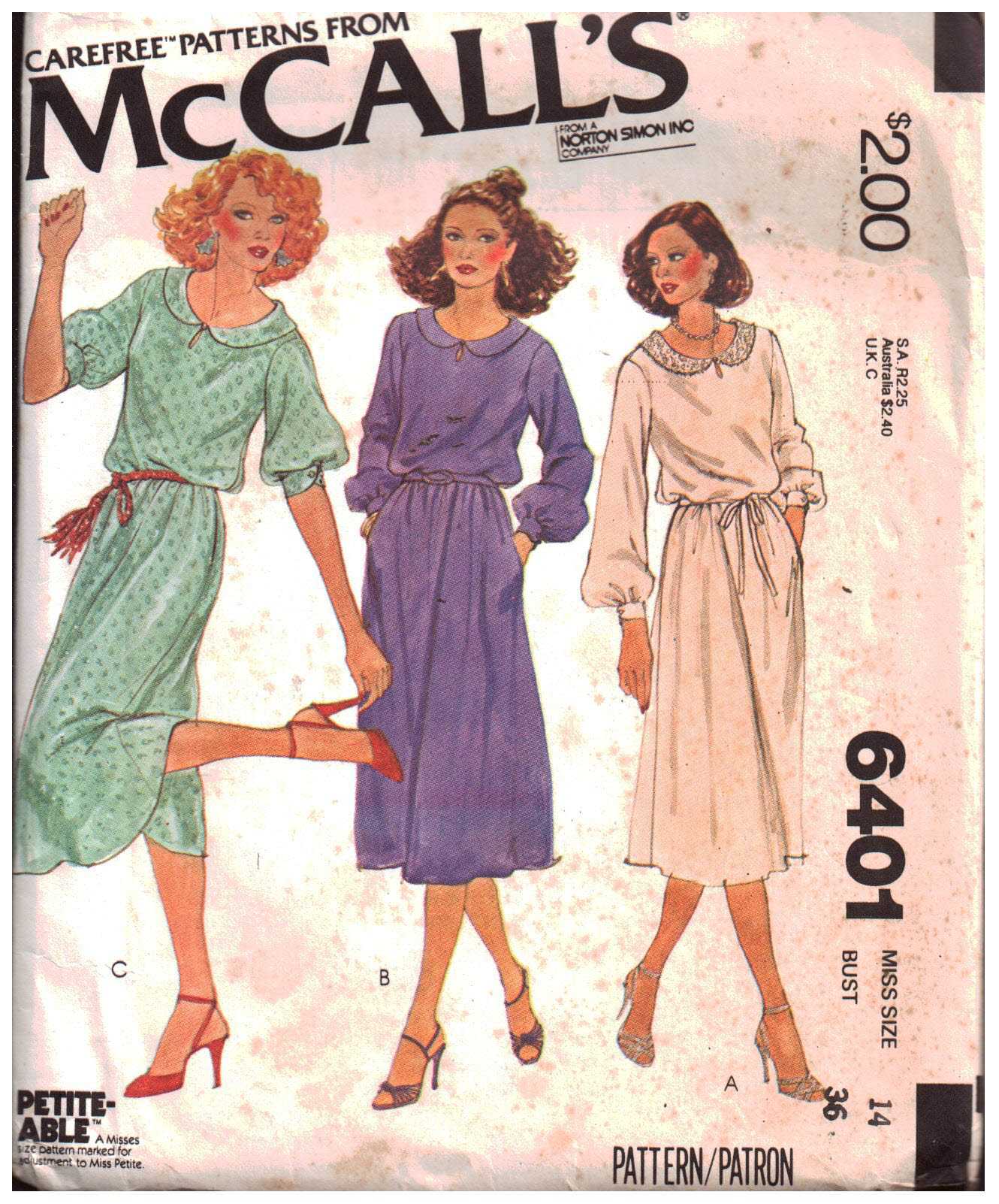McCall's 6401 Dress Size: 14 Bust 36 Used Sewing Pattern