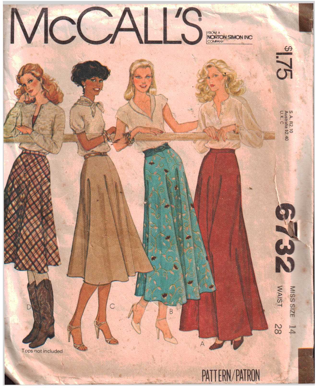 McCall's 6732 Skirts Size: 14 Waist 28 Uncut Sewing Pattern