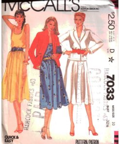 McCall's 7033 Jacket, Dress Size: 10 Bust 32.5 Uncut Sewing Pattern