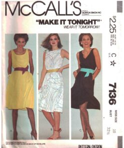 McCall's 7136 Dress Size: 10 Bust 32.5 Uncut Sewing Pattern