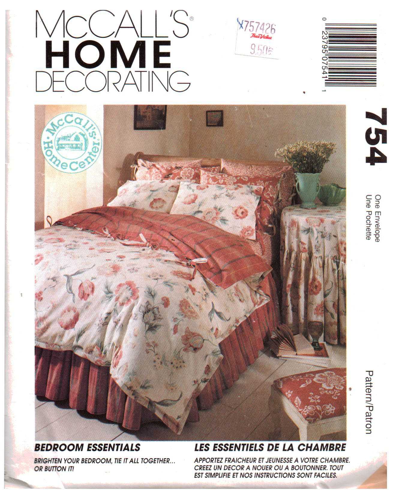 McCall's 754 Bedroom Essentials Size: One Uncut Sewing Pattern