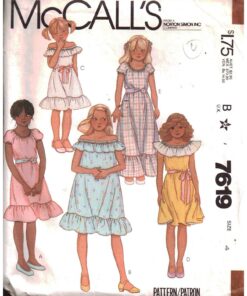 McCall's 7619 Girls' Dress Size: 4 Used Sewing Pattern