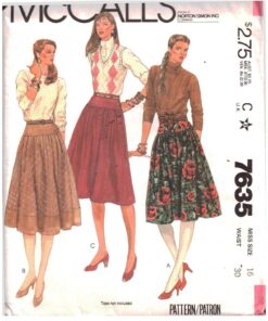 McCall's 7635 Skirts Size: 16 Waist 30 Uncut Sewing Pattern