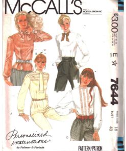 McCall's 7644 Blouses Size: 18 Bust 40 Uncut Sewing Pattern