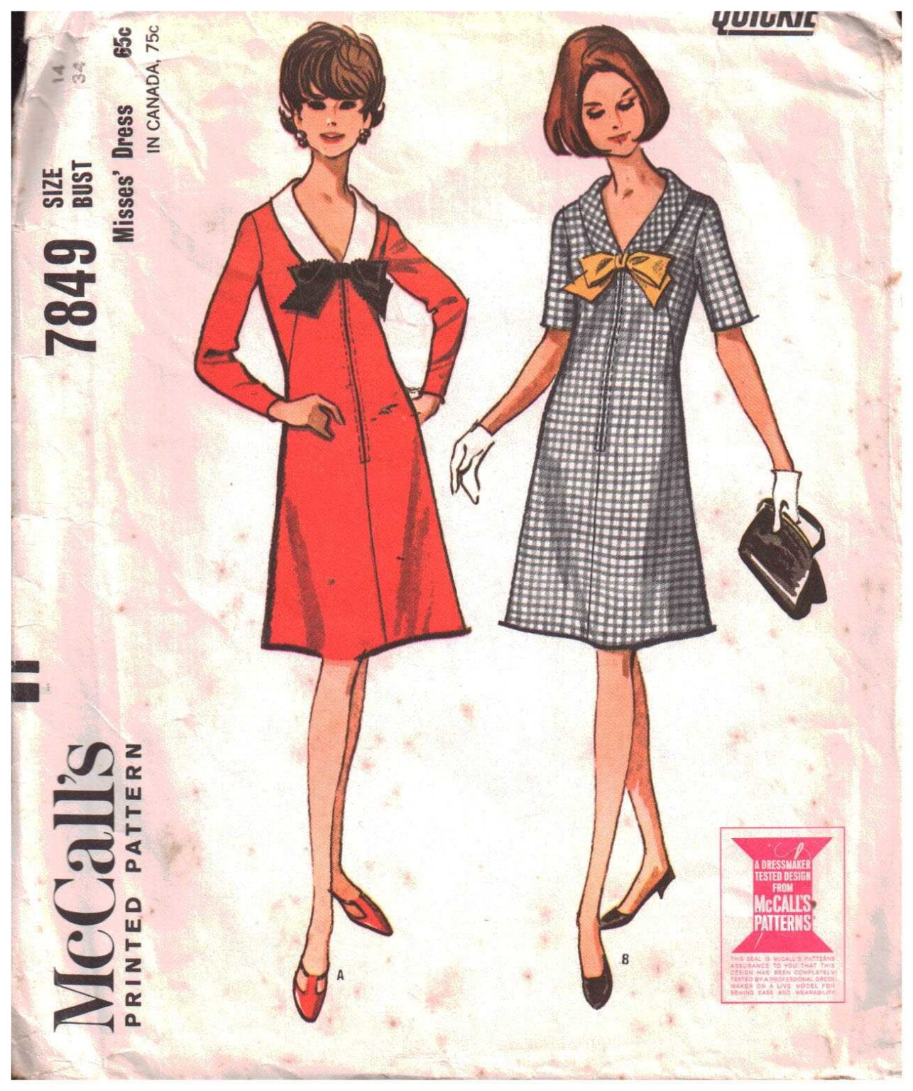 7849 McCall's 7849 Dress Size: 14 Bust 34 Used Sewing Pattern