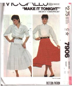 McCall's 7906 Skirt Size: 16 Waist 30 Uncut Sewing Pattern