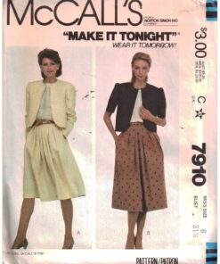 McCall's 7910 Jacket, Skirt Size: 8 Bust 31.5 Uncut Sewing Pattern