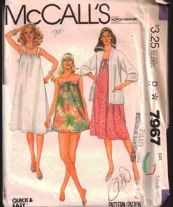 McCall's 7967 Maternity Jacket, Dress, Bathing Suit, Panties Size: 10-12 Used Sewing Pattern