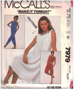 McCall's 7979 Dress, Jumpsuit Size: 10-12 Uncut Sewing Pattern