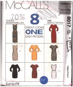 McCall's 8007 Dress in two lengths, Cover-up Size: B 8-10-12 Uncut Sewing Pattern
